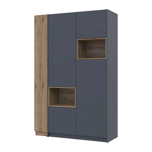 Шкаф для одежды с нишей и этажеркой Doros Дейл Графит/Дуб Эвок 2 ДСП 143.2х52х220 (42005154)