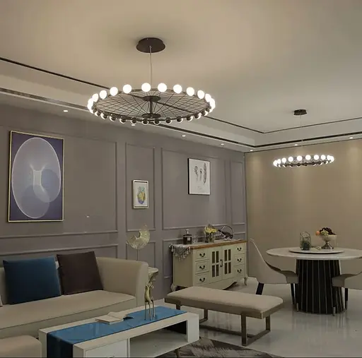 Люстра-колесо в стиле постмодерн на 22 плафона Ø 70 см | Ст. L 20044/22 BK | Line F - фото 5