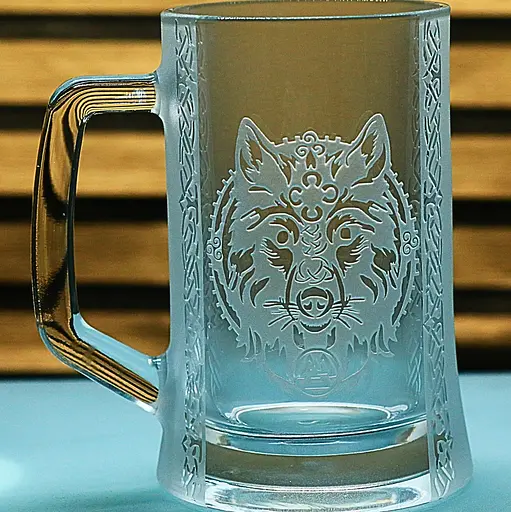 Пивний келих 660 мл Руни Вовк з гравіюванням, подарунок для фаната  скандинавського стиля - фото 1