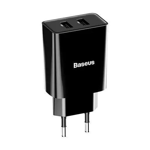 Адаптер сетевой BASEUS Speed ​​Mini Dual U Charger 2 USB 10.5 W (CCFS-R01) черный - фото 2