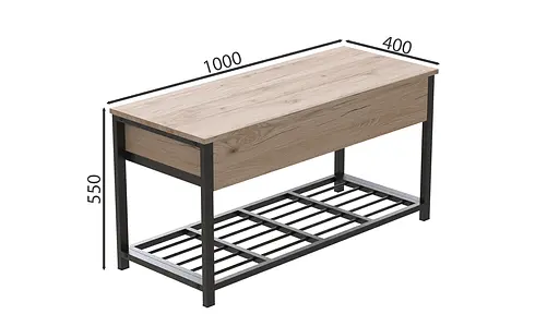 Банкетка з ящиком Ferrum-decor Дрейк 1 550x1000x400 метал Чорний ДСП Дуб Сан-Марино 16 мм (FRD-103046) - фото 5