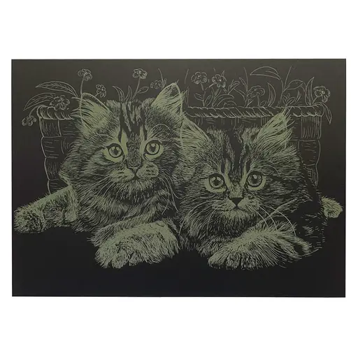 Гравюра А4 "Кошки" ГрА4-13з эконом вариант в пакете 29,7х21 см