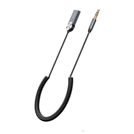 AUX-кабель Hoco DUP02 bluetooth to Jack 3.5 пружинный автомобильный аудиоресивер черный - фото 3