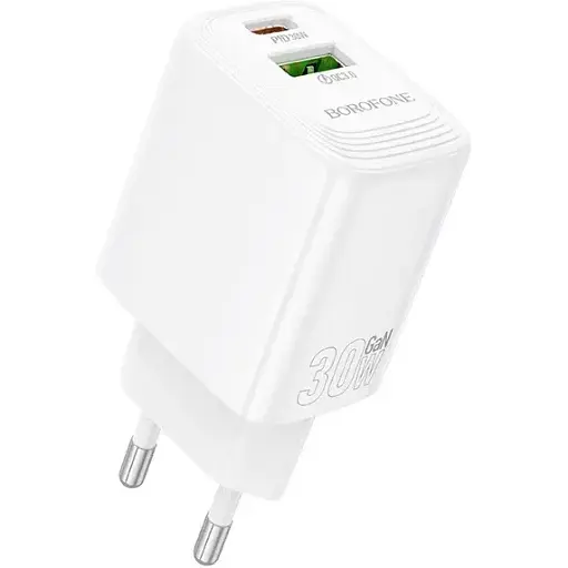 Сетевое зарядное устройство для Borofone BN29 Fuente PD30W+QC3. 0 charger (EU) белый - фото 1
