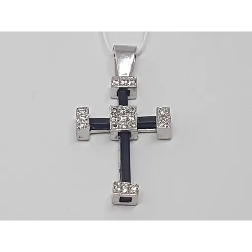 Срібний хрест Гаразд з каучуком і фіанітами. 5541757 мал - фото 2