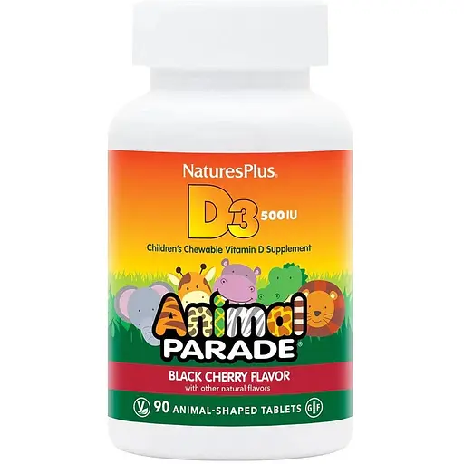 Вітаміни та мінерали NaturesPlus Animal Parade Vitamin D3 90 жувальних таблеток Вишня - фото 1