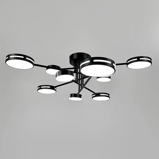 Чорна стельова люстра на 5+5 світлових кругів Ø 90 см | Арт. 77031/5+5 BK | Line F - фото 4