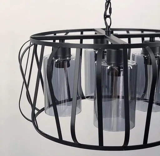 Сучасний світильник в корпусі чорного кольору на 4 плафони Line.F Колір плафона Янтарний - фото 4