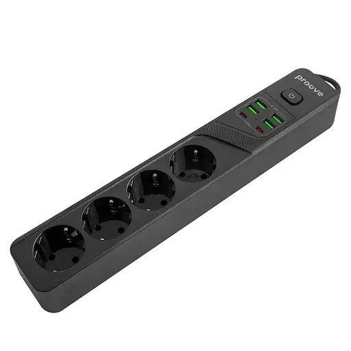 Мережевий фільтр Proove Power Strip P-04 (4 розетки + 4 USB + 2 Type-C) 3M black (PSP442430001) - фото 2