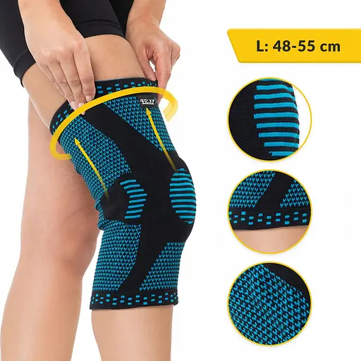 Фіксатор (бандаж) для коліна 4FIZJO зі стабілізацією колінної чашки 1 шт 4FJ0459 Size L (P-5907739317940) - фото 2