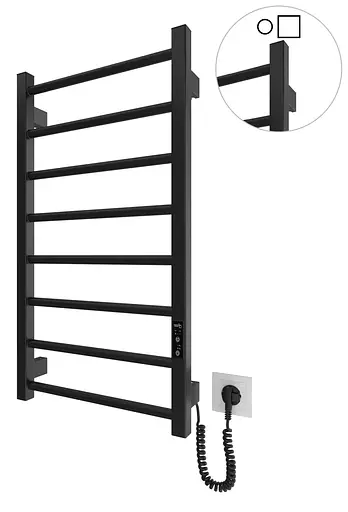 Электрический полотенцесушитель HF Leeds 770x430 black matte 6.1.0801.06.BM, Черный матовый, универсальное (коннектор), Электронный - фото 1