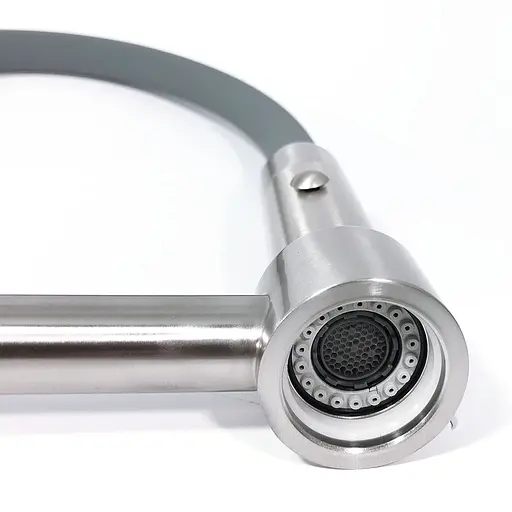 G4398-55 Змішувач для кухні силікон.гусак аератор 2функц. нерж.корп. гайка Ø35 сірий/сатин Gappo 1/8 Сірий - фото 4