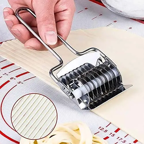Нож резак для теста тесторезка лапшерезка для нарезки лапши, зелени из нержавеющей стали с ручкой, Kitchen Master 83608 - фото 10