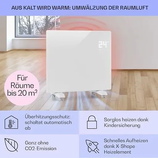 Конвекторний обігрівач Klarstein Bornholm 1000 Вт білий (10031982) - фото 4