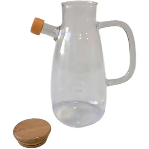 Бутылка для масла и уксуса стеклянная с бамбуковой крышкой 650 мл Yiwu HP-34-1-650 - фото 2