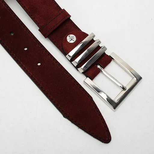 Ремінь жіночий замшевий JK-4066 бордовий зі сріблистою пряжкою (120 см) - фото 4