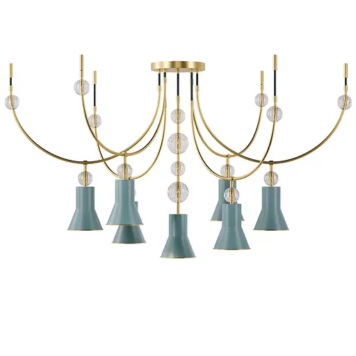 Люстра ARCH 7U, PikArt арт. 12894 Золотий/синьо-зелений - фото 1