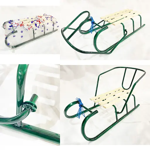 Санки детские с откидной спинкой, зеленые, АРТ. 4 ЗЕЛ