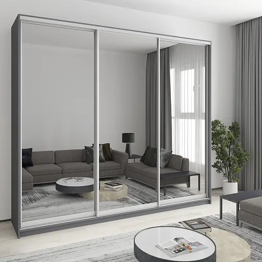 Шафа-купе тридверна MebelStar Комбо AL 3 Дзеркала 270x45x240 см Антрацит (MBS-2187)