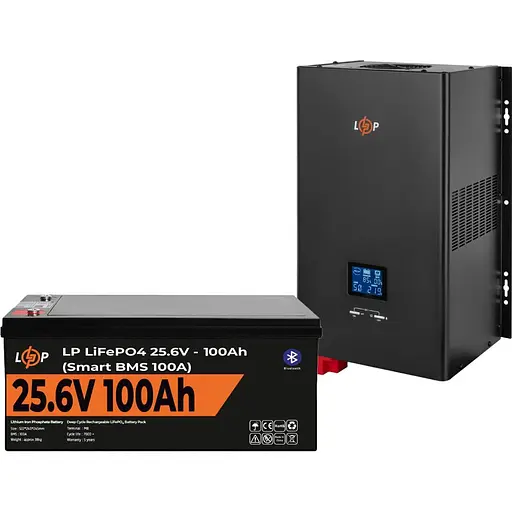 Источник бесперебойного питания (ИБП) LogicPower LPE-W-PSW-3600VA + LiFePO4 батарея 25.6V - 100Ah Smart BMS BT (20489) [110273]