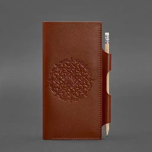 Кожаный тревел-кейс 3.0 светло-коричневый с мандалой краст - фото 6