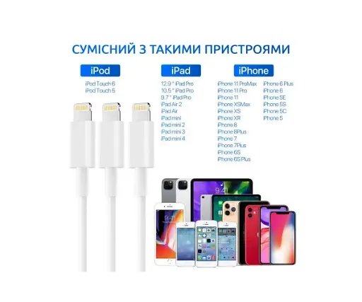 Кабель для заряджання Inkax iPhone iPad USB to Lightning для передачі та синхронізації - фото 4