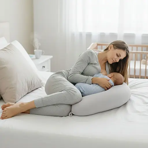 Подушка для беременных и кормления Sei Design трикотаж гипоаллергенная, наволочка из хлопка на молнии серый-беж 30 х 190 см (8000036178*002) - фото 7