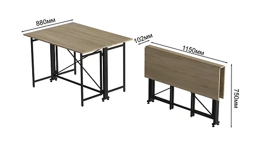 Стіл-книжка трансформер Оріон 3 Ferrum-decor 750x1150x880 Чорний метал ДСП Дуб Сонома 16 мм (FRD-105084) - фото 4