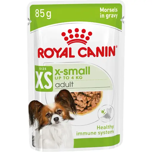 Вологий корм для дорослих собак мініатюрних розмірів Royal Canin X-Small Adult шматочки в соусі 1.02 кг (12 шт.  х 85 г) - фото 2