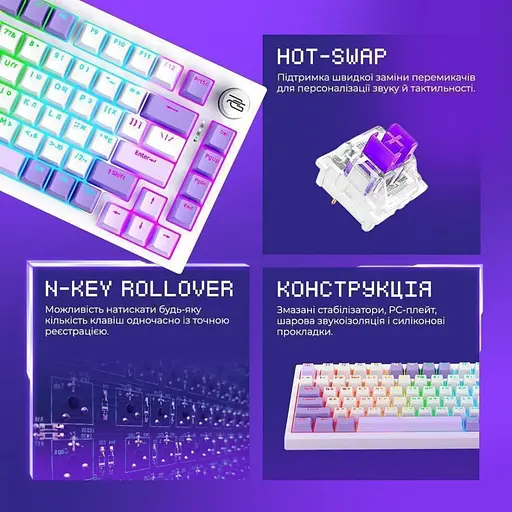 Клавіатура Proove Gaming Coupe (Ukraine Layout) Black Purple (WKCP00022416) - фото 2