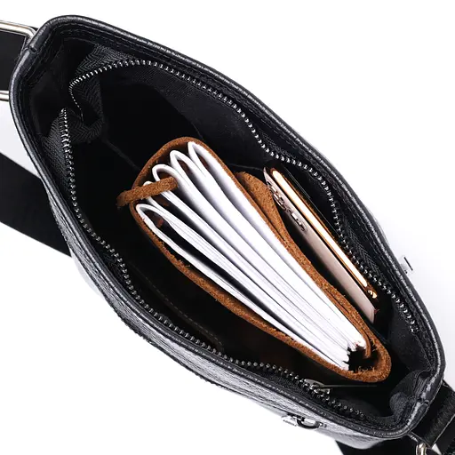 Кожаная мужская сумка через плечо SHVIGEL 24х26 см 000200033 - фото 5