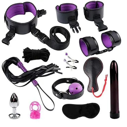 БДСМ бандажный набор из 12 предметов Фиолетовый - фото 1