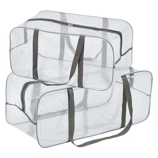 Набор прозрачных сумок в роддом: размер L 50х25х30 см + размер XL 60х25х30 см (серые) - фото 1