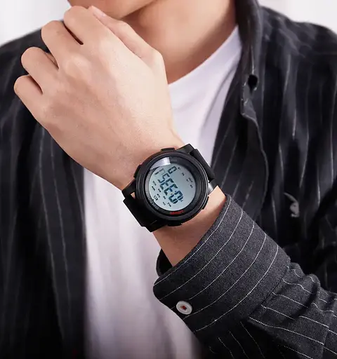 Мужские спортивные часы Skmei 1469 Fitness (Черные с белым) - фото 4