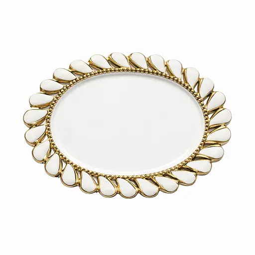 Фарфоровое блюдо Yiwu Tiffany сервировочное овальное 41х27 см для закусок фруктов десертов ML2028 - фото 1