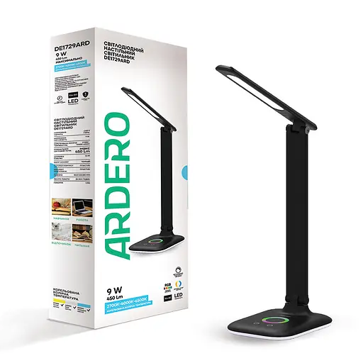 Светодиодный настольный светильник Ardero DE1729ARD 9Вт черный - фото 1