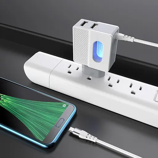 Зарядный адаптер Hoco C75 Imperious DC5V 2.4A EU штекер двойной USB выход - фото 3