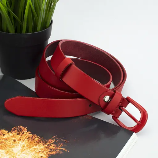 Ремень женский кожаный красный JK-2584 (110 см) - фото 3