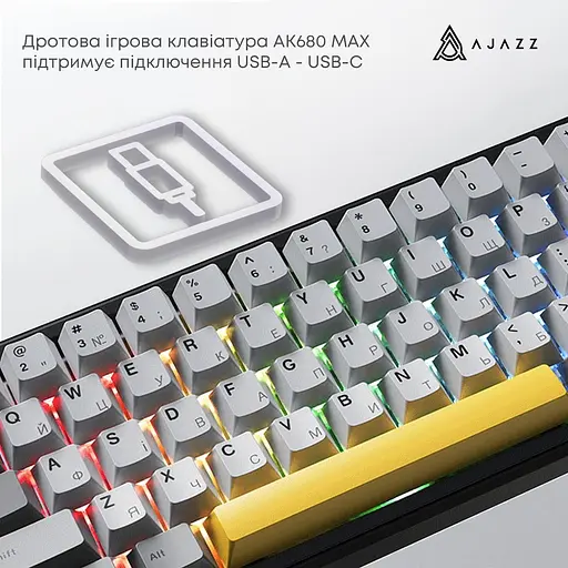 Клавіатура Ajazz AK680 MAX Magnetic switches Black Gray Yellow (AK680-M-BGY-AW) - фото 5