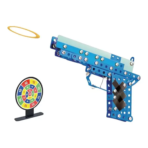 Конструктор Металл Пистолет, мишень, резинки, наклейки, (В ассортименте)