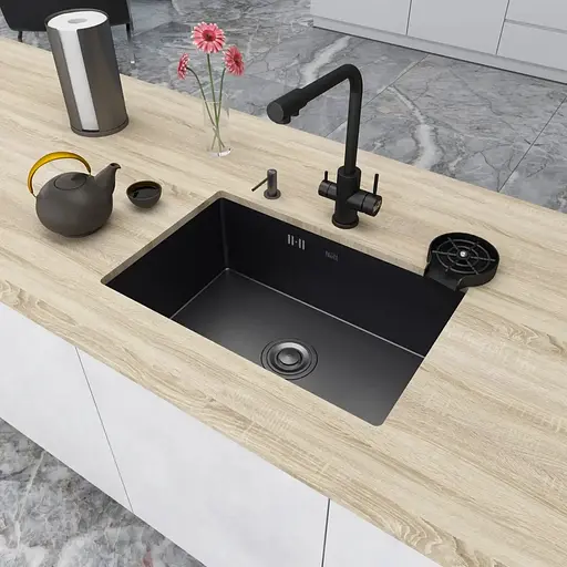 Черная мойка для кухни Nett NB-6845 из нержавейки с PVD покрытием - фото 3