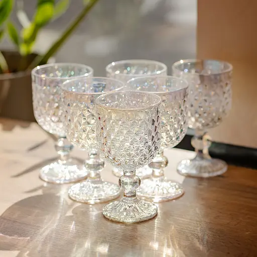 Набор бокалов для вина 6 штук по 220 мл rainbow HP-19-254 для подачи красных белых вин прозрачный Yiwu HP-19-254 - фото 2