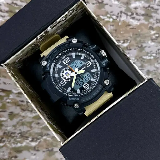 Наручний годинник чоловічий 012BKKHPO Поліція Чорні з хакі + Коробка. Patriot acs0031011 - фото 3