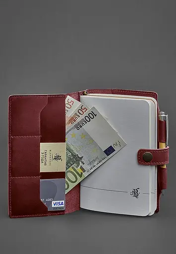 Шкіряний блокнот (Софт-бук) 4.0 бордовий Crazy Horse - фото 3