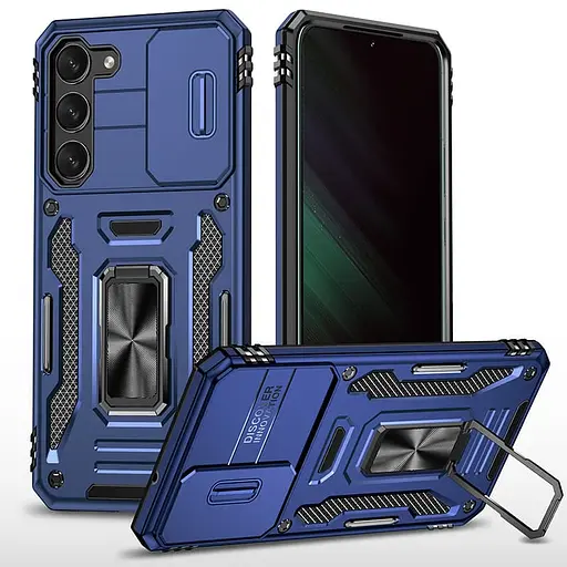 Ударостійкий чохол Camshield Army Ring для Samsung Galaxy S21+ Синій / Navy
