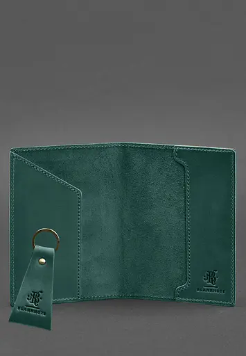 Подарочный набор кожаных аксессуаров с украинской символикой зеленый - фото 4