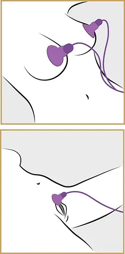 Помпа для сосков с вибрацией Orion Double Double Nipple and Clitoris Stimulators 7 см фиолетовый - фото 2