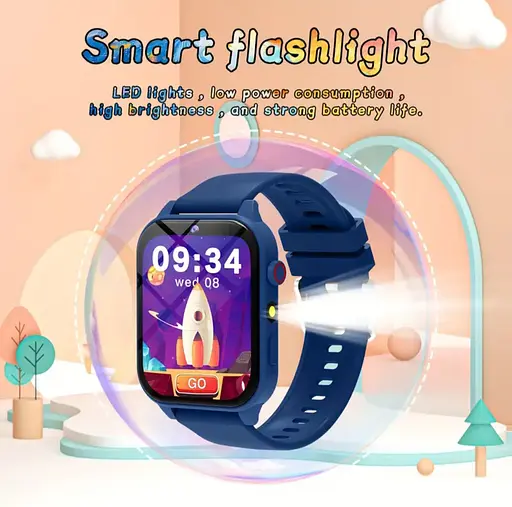 Дитячі смарт-годинники з камерою, іграми, моніторингом сну, крокоміром, будильником, ліхтариком тощо. Сині - фото 4