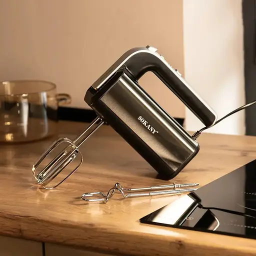 Ручний міксер Sokany CX-6651 з насадками для тесту 5 швидкостей 800Вт Сірий - фото 7