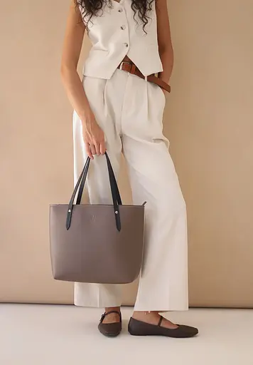 Шкіряний шопер Walker Mini темно-бежева краст - фото 4